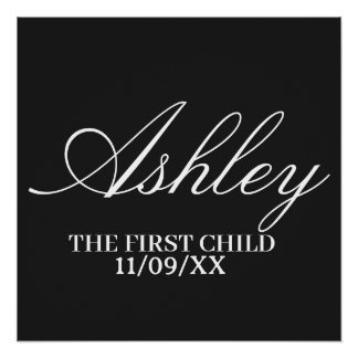 PÓSTER SIMPLE STYLISH MODERN ELEGANT FAMILY BABY NAME 