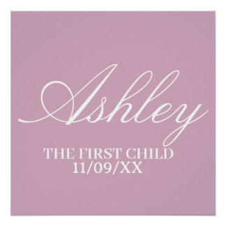 PÓSTER SIMPLE STYLISH MODERN ELEGANT FAMILY BABY NAME 