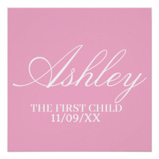 PÓSTER SIMPLE STYLISH MODERN ELEGANT FAMILY BABY NAME 