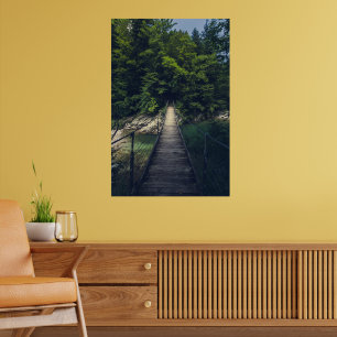 Poster Simple suspension bridge over river Idrijca, Slove