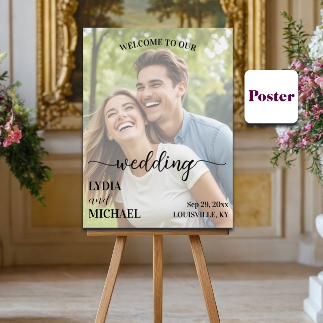 Poster Simple Text Overlay Photo Wedding Welcome (Criador carregado)