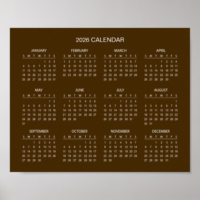 Poster Simple Yet Elegant 2026 Calendar |  (Frente)