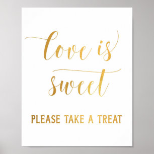 Poster Simples Amor Dourado É Doce, Por Favor, Tome Um Si
