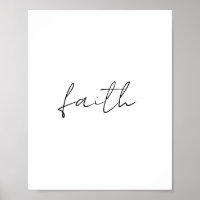 Simples Black White Mão Escrita Faith Art