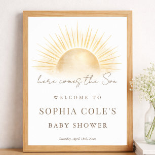 Poster Simples Boho Aqui Vem o Bebê Menino Chuvada de Bem