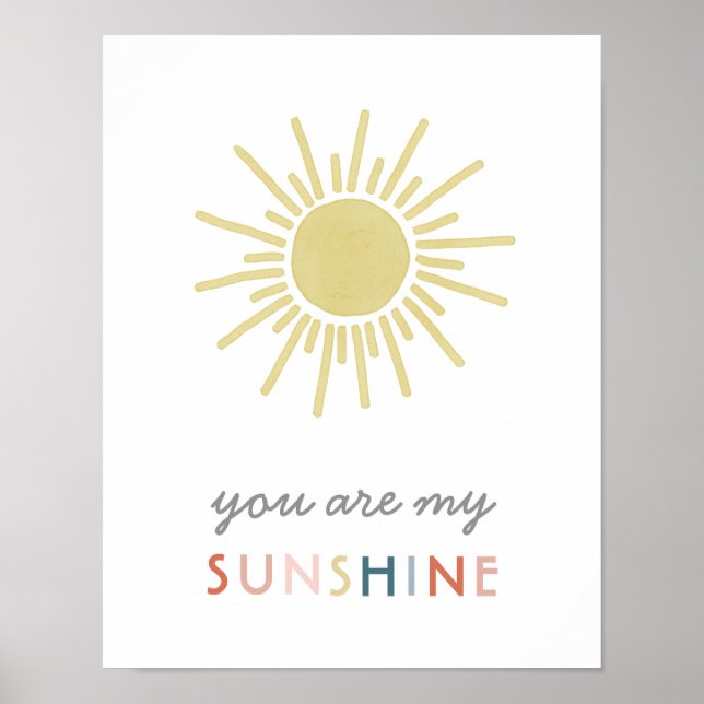 Poster Simples Boho Watercolor Dourado Você É Meu Sol (Frente)