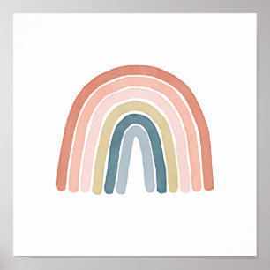 Poster Simples Boho Watercolor Rainbow Coral