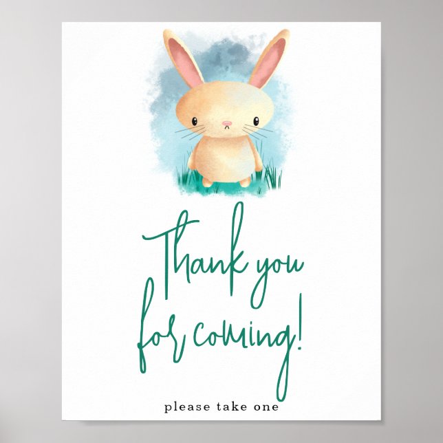 Poster Simples Bunny Obrigado por vir (Frente)