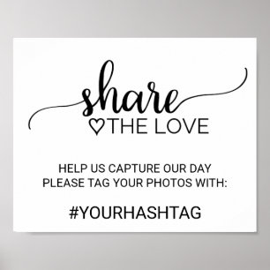 Poster Simples Caligrafia Negra Compartilha Sinal De Amor