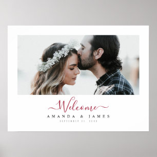 Poster Simples Casamento outono de Borgonha Moderna Bem-v
