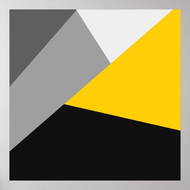 Póster Simples Cinza Moderna Amarelo e preto Geo (Frente)