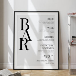 Poster Simples e minimalista sinal de bar de casamento