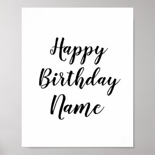 Poster simples e mínimo feliz aniversário adicione seu