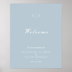 Poster Simples e Moderno Casamento Azul Boas-vindas