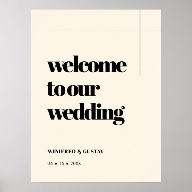 Poster Simples Elegante & Chic Weding Cream (Frente)