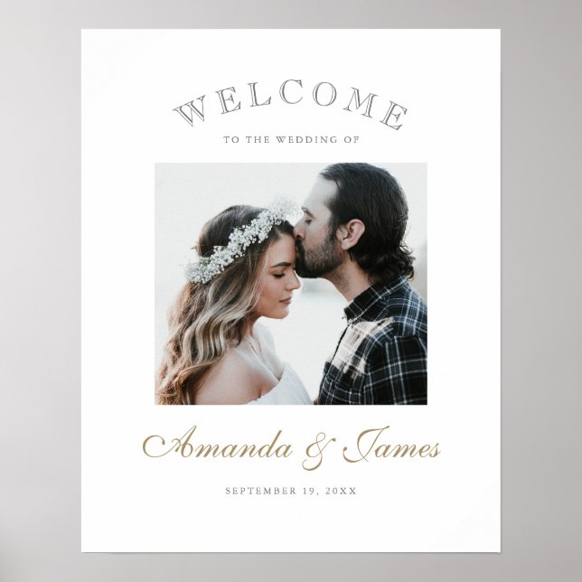 Poster Simples Elegante Moderno Foto Bem-Vindo Casamento (Frente)