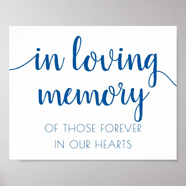 Poster Simples Em Memória de Amor | Memorial French Blue (Frente)