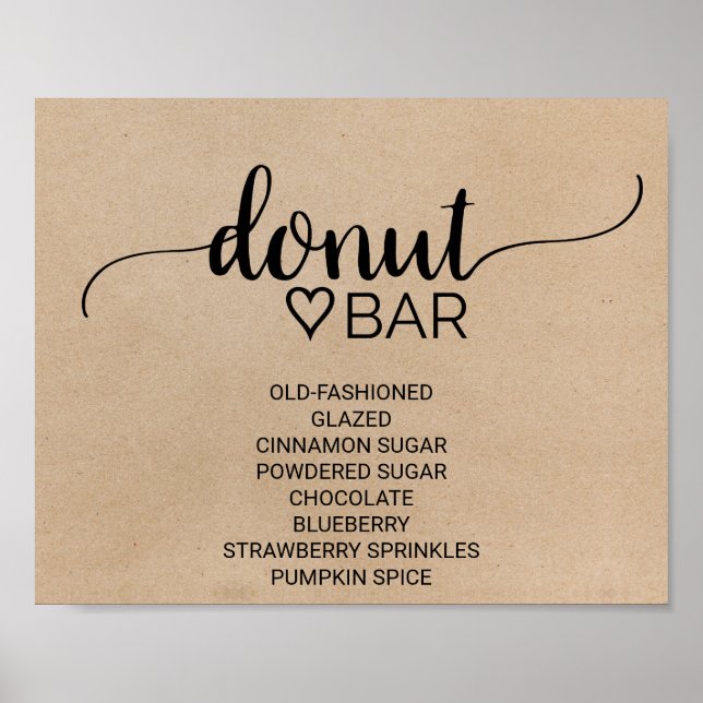 Poster Simples Faux Kraft - Sinal de Bar de Caligrafia (Frente)
