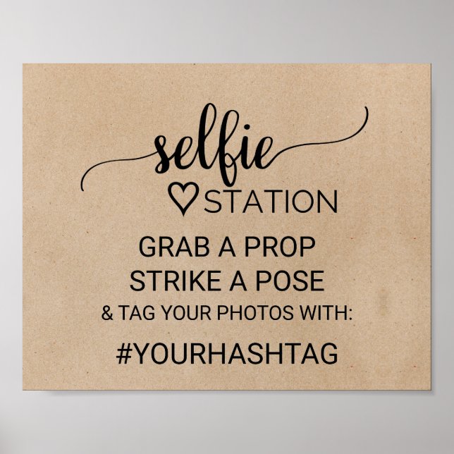Poster Simples Faux Kraft - Sinal de Estação Selfie de Ca (Frente)