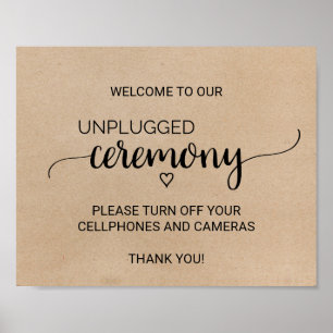 Poster Simples Faux Kraft Unplugged Ceremony Sinal