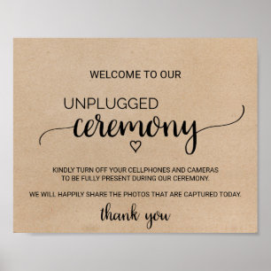 Poster Simples Faux Kraft Unplugged Ceremony Sinal