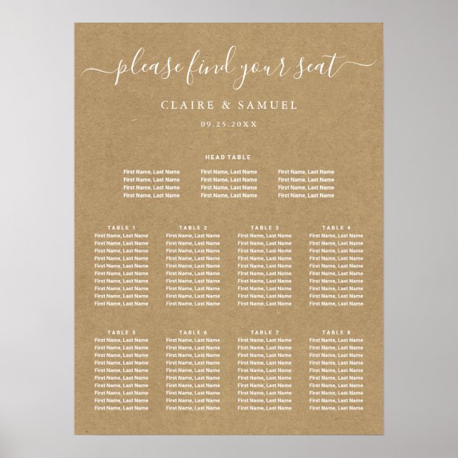 Poster Simples Faux Rustic Kraft Casamento (Frente)