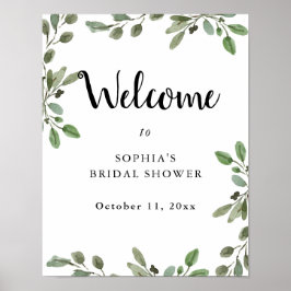 Poster Simples Folhas de Verde em Aquarela | Boas-vindas 