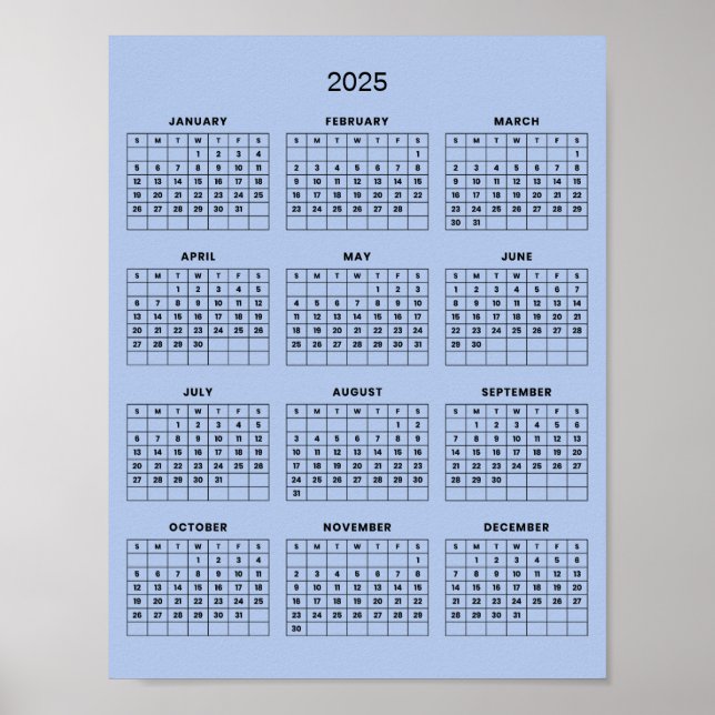 Poster Simples, mas Elegante Calendário 2025 |  (Frente)
