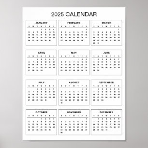 Poster Simples, mas Elegante Calendário 2025   
