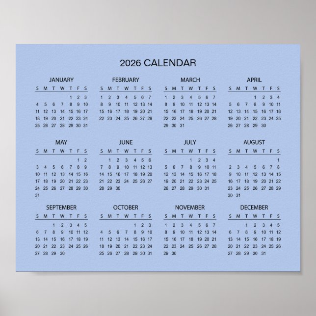 Poster Simples, mas Elegante Calendário 2026 |  (Frente)