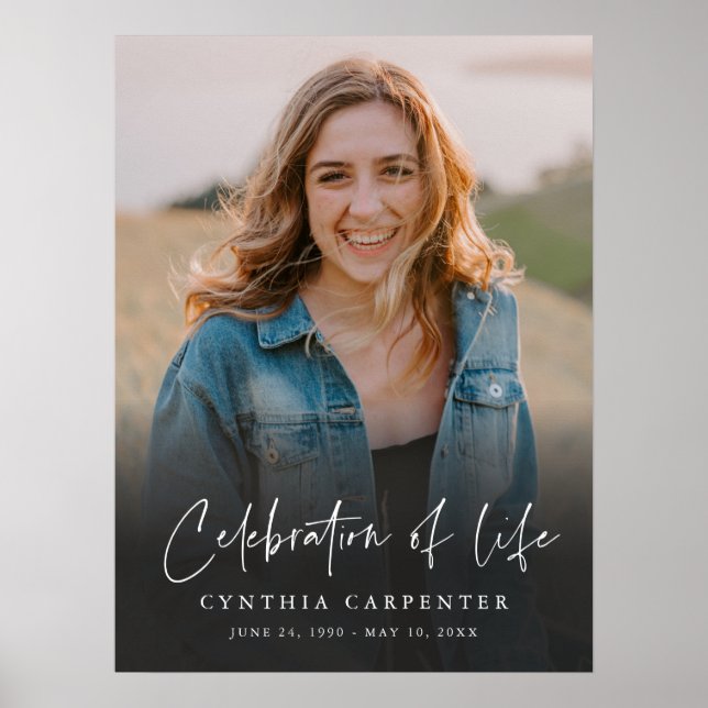 Poster Simples Memorial Funeral Foto Celebração da Vida (Frente)