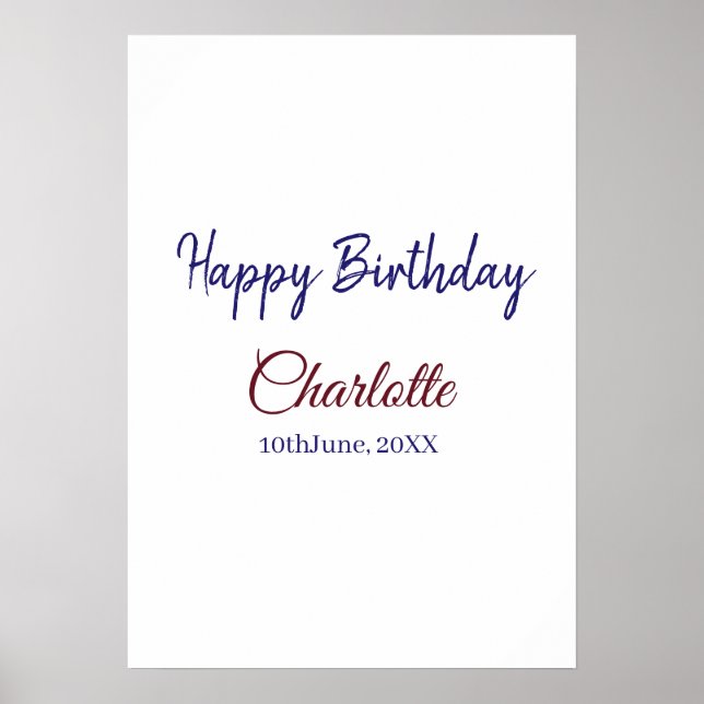 Poster SIMPLES MINIMAL.CUTIE ADICIONE NOME BEBÊ feliz ani (Frente)