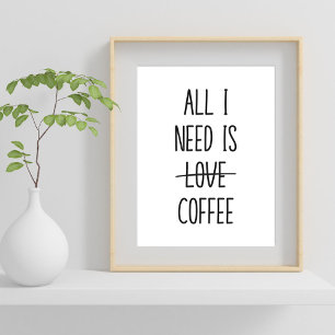 Poster Simples minimalista de citação de café engraçado