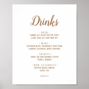 Poster Simples Minimalista Dourado Sinal de Menu Bebidas