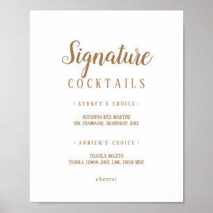 Poster Simples Minimalista Sinal de Cocktails de Assinatu