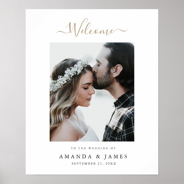 Poster Simples Moderno Dourado Personalizado com Foto Boa (Frente)