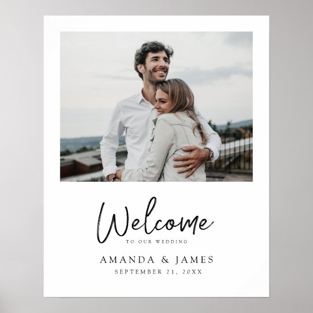 Poster Simples Moderno Foto de Casamento Estiloso Bem-vin (Frente)