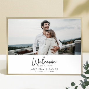 Poster Simples Moderno Script Casamento Foto Boas-Vindas 