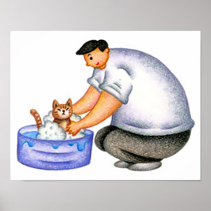 Poster Simples momento de felicidade no banho.