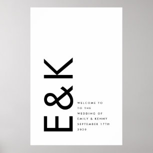 Poster Simples Monograma Grande Negrito e Branco Moderno
