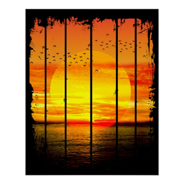 PÓSTER SIMPLES POR DO SOL NO OCEANO (Frente)