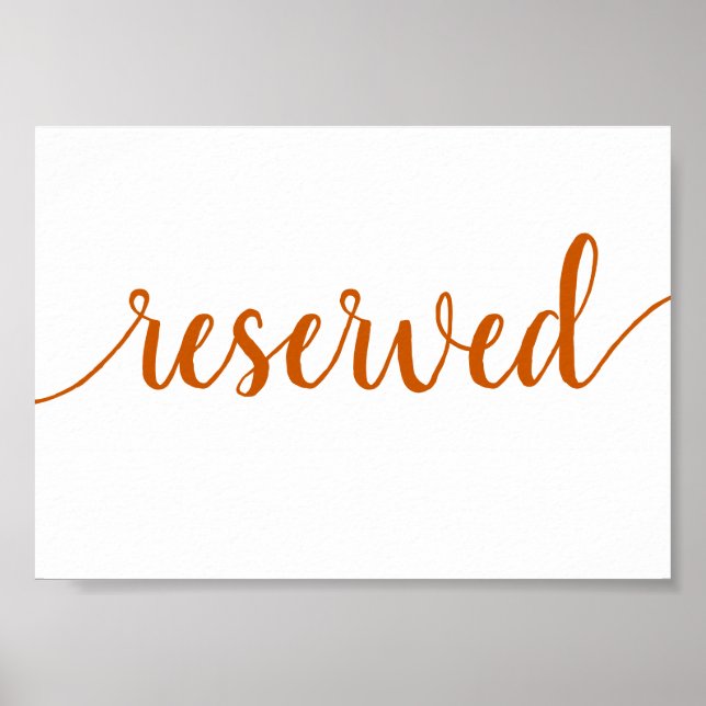 Poster Simples Reservado | Queda Laranja Qualquer Mesa de (Frente)