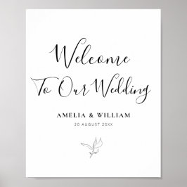 Poster simples script elegante sinal de boas-vindas preto