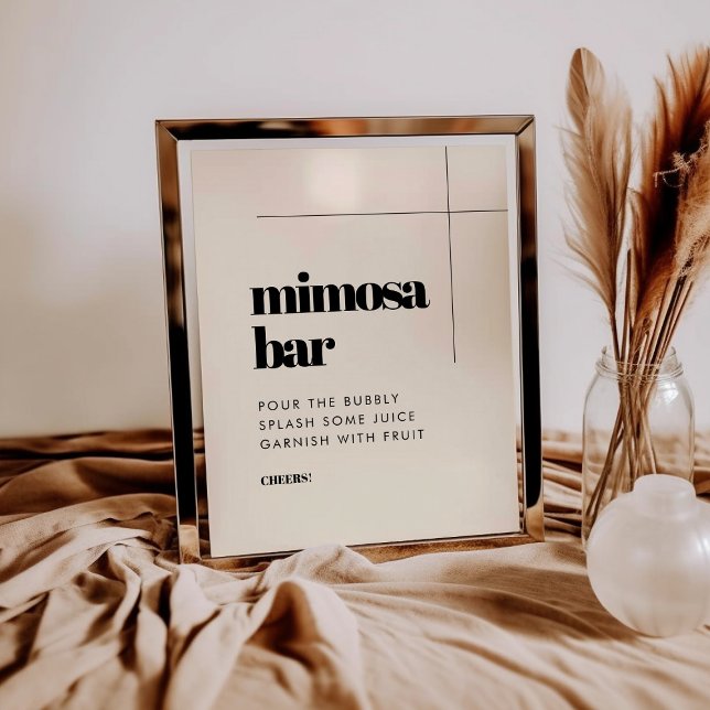 Poster Simples sinal de bar elegante e chic Mimosa (Criador carregado)
