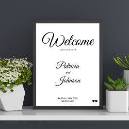 Poster Simples sinal de boas-vindas do casamento elegante