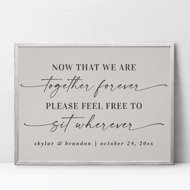 Poster Simples Sinal de Cerimônia de Casamento de Assento (Criador carregado)