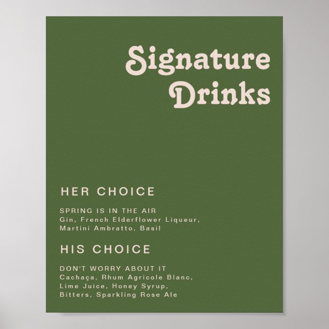 Poster Simples Vibrações Retrô | Bebidas com Sabor de Oli (Frente)