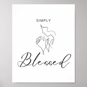 Poster Simplesmente Abençoado Desenho de Linha Minimalist