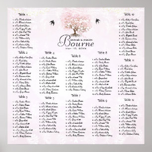 Poster Simplesmente Árvore de Folhas Coração Rosa Amor Pá