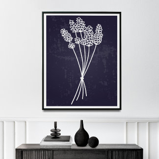 Poster Simplicidade no Desenho da Flor da Linha Branca Bl